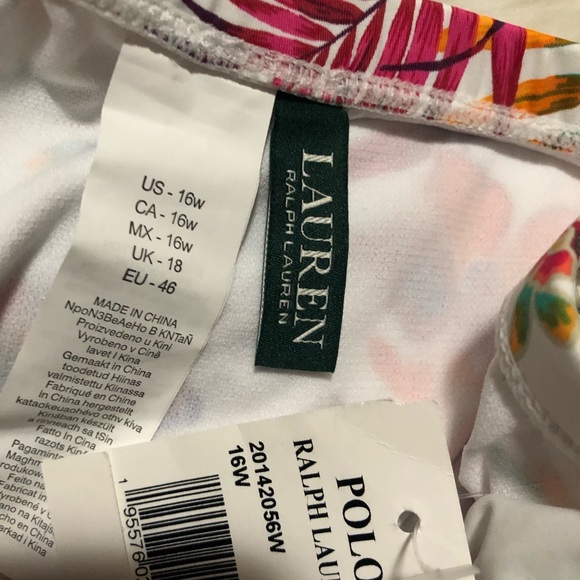 Ralph Lauren WHITE PRINT Plus Size Floral Print High Waist Bikini Bottom. 16 W - Picture 4 of 5